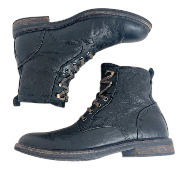 Ugg Men\'s Selwood Boots Black Leather Combat Boots Lace Up Size 11 main image 6